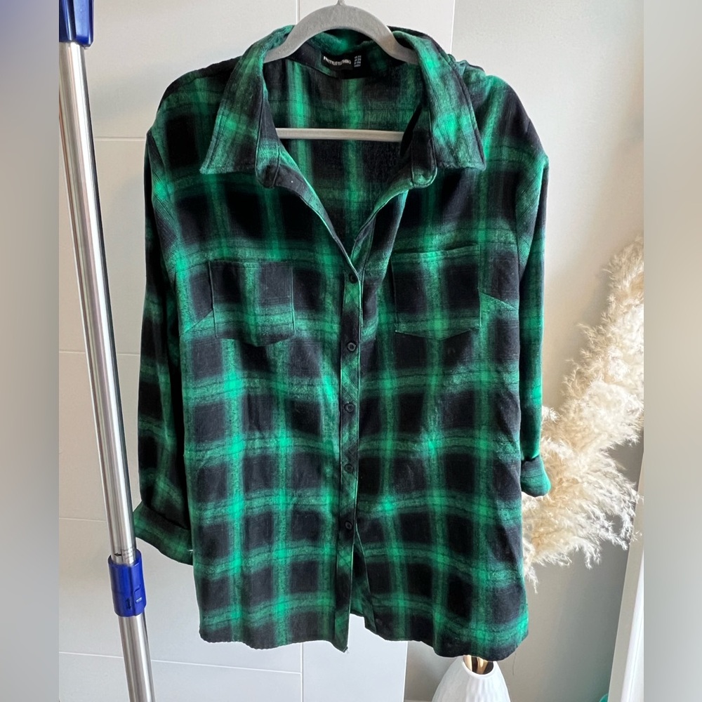 Pretty Little Thing Plaid Flannel Button Up - 3x